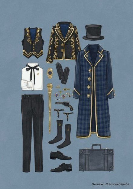 復(fù)古服飾手繪素材參考,vintage服飾插畫